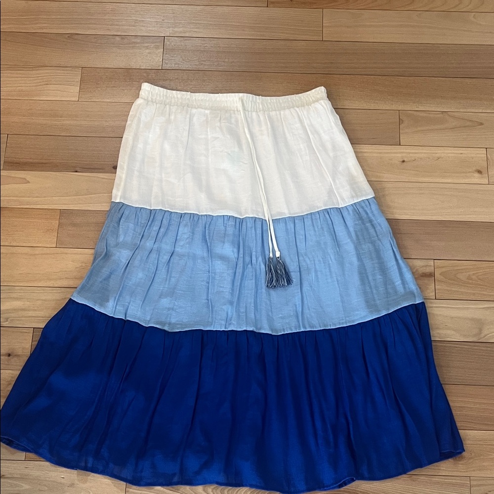 Elegant Blue and White A-Line Skirt